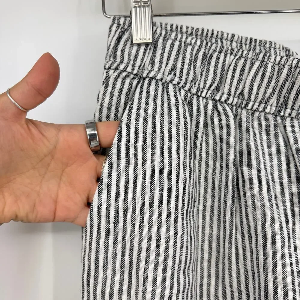 Reformation | Ava Linen Pants in Black White Stripe S